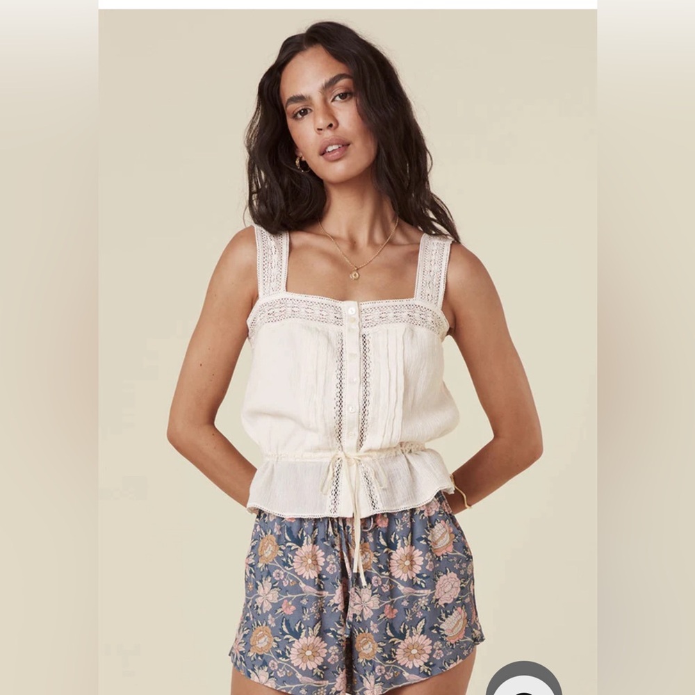 Spell Cream Crochet-Trimmed Peasant Camisole - Picture 5 of 16